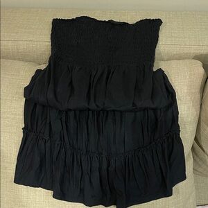 Express Black Smocked Strapless Dress
